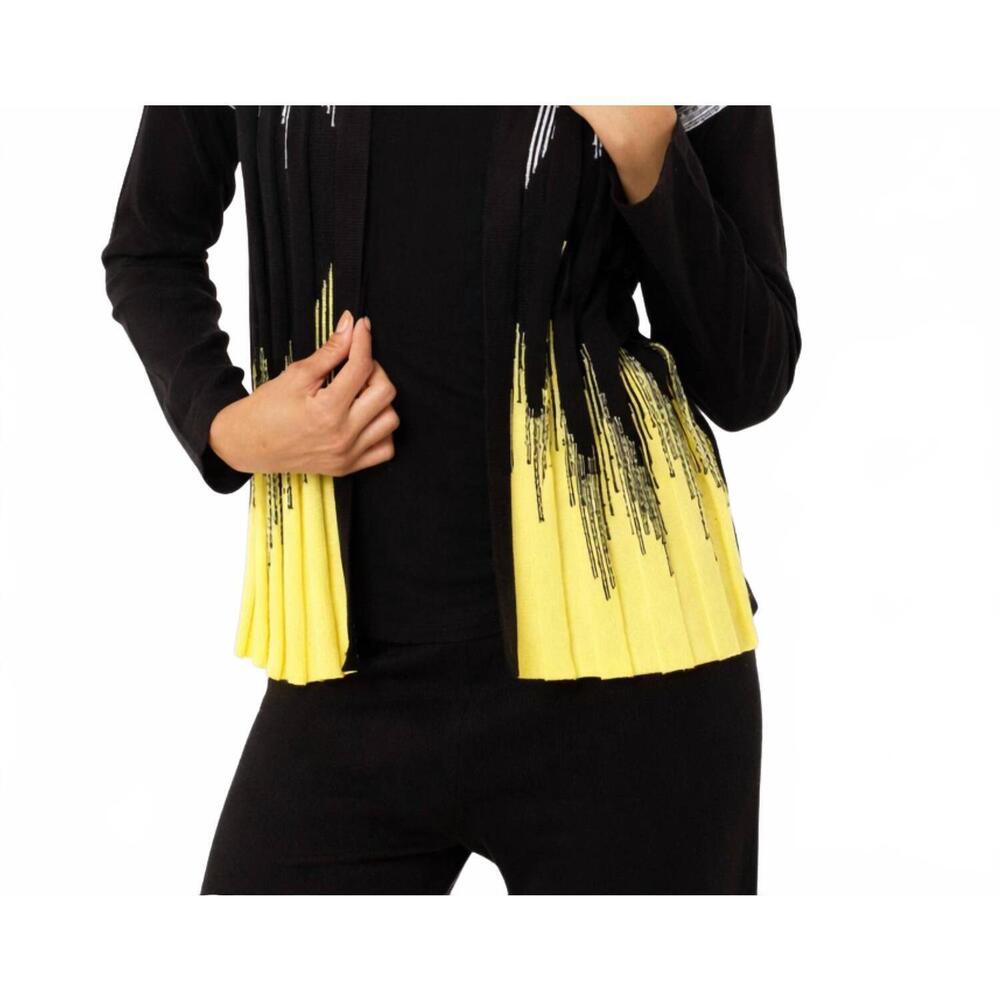 NEW ANGEL APPAREL knit rib cardigan in black/yellow